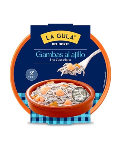 La Gula Del Norte® - Cazuelita de Gulas con Gambas al Ajillo 210g - 2 minutos al microondas (refrigerado)