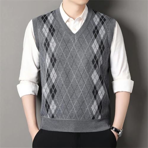 Cardigan Sweater Vests Men Winter Fleece Knitted Waistcoat Plaid Causal Knit Sleeveless Sweater Vest4