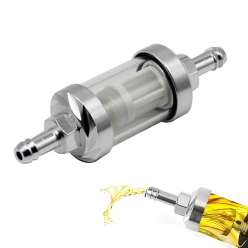8MM Filtro De Combustible Para Motocicletas, 8MM Filtro de Gasolina, Filtro de Combustible en Línea Universal para Vidrio de Gasolina de Meta, Motor Filtro en línea 5/16' 8mm Plata para Motocicletas
