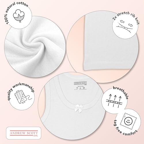 Andrew Scott Girls Camis & Tanks |100% Cotton Tank Top Layering Undershirts | Multi Pack Colors4
