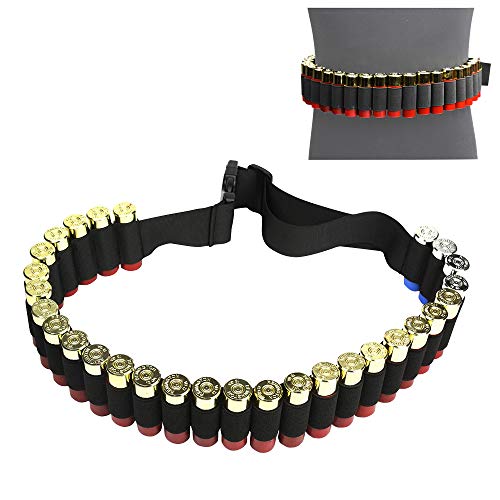 CS Force Shotgun Shell Bandolier Shotgun Belt 12/20 Gauge Ammo Holder for Tactical Military Hunting(29 Rounds, 51.2'' x 1.98'') Black