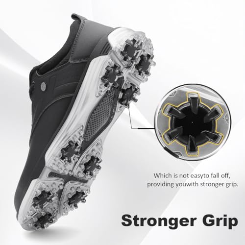 Image of ULTIANT Mens Golf Shoes Waterproof Fixed Spikeless Sole Comfortable Outdoor Sport Shoes Size7.5-13