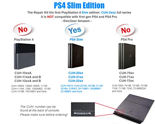 Elecgear Replacement Internal Cooling Fan For Ps4 Slim Cuh-2Xxx – Cpu Heatsink Cooler, Playstation Thermal Compound Paste, Tr8 Torx Security, Ph00 Screwdriver Repair Teardown Tool Kit For Ps4 Slim #TOP1