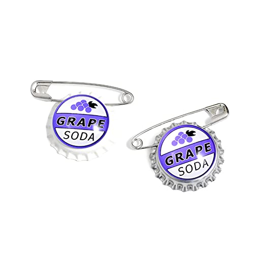 PEALGBI Broche ronde en forme de bouchon de bouteille de soda de raisin - Violet - APPAREL_PIN, 5cm, Acier allié