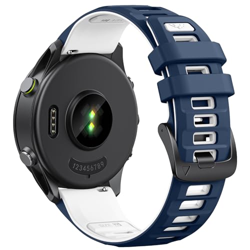 ANCOOL for Garmin Venu 3/Venu 2/Venu 4 45mm/Forerunner 265/255/Vivoactive 4 Watch Band, 22mm Silicone Sport Band for Galaxy Watch 46mm/3 45mm for Women Men, Dark Blue/White by ANCOOL - Used condition - US$8.99
