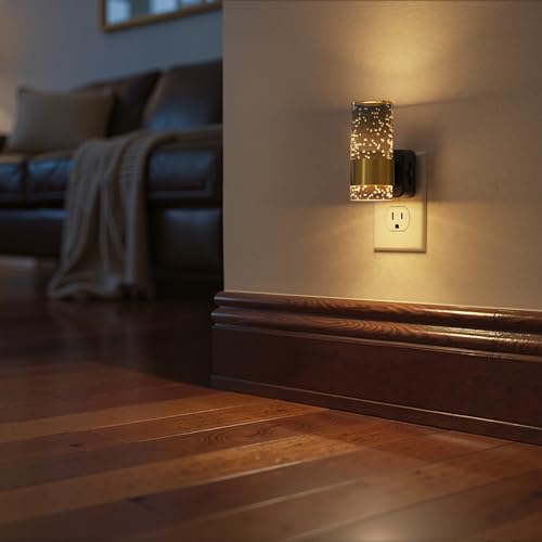 2-Count Briignite 0-100LM Dimmable LED Plug-In Night Lights w/ Bubble Design & Dusk-to-Dawn Sensor (3000K, Gold or Black Ring) - image 5