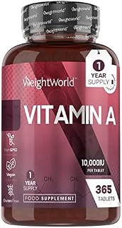 Vitamin A Supplement 10,000IU - 1 Year Supply (365 Vegan Vitamin A Tablets) - 3000μg Retinol Supplement - Bioavailable-Retinyl Acetate Form  Eye Health & Skin Tablet  Non-GMO Immune System Vitamins