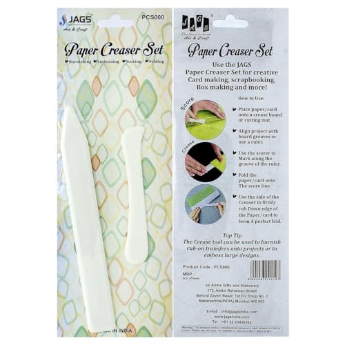 Image of EVALUEMART Paper Creaser 2 Piece Set Bone Folder Crease Marker Tool for Card Making Scrapbooking Box Folding Origami Craft Smooth Edge Durable Lightweight Kit Cream