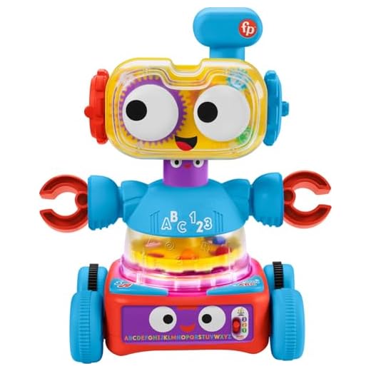 Fisher-Price 4-in-1 Robot Toy, Baby Toddler and Preschool Toy with Lights Music and Smart Stages Educational Content​