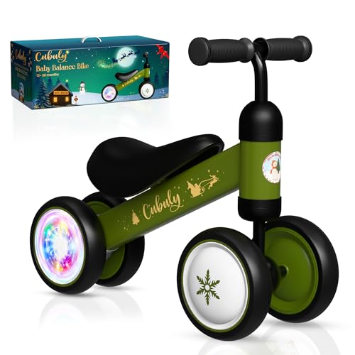 Cubuly Green Baby Balance Bike for 1-3 Year – First Birthday Boy Girl Gifts 12-36 Month Mini Bike|Colorful Lighting Wheels|Ride on Toys |Toddler Balance Bike 1-3 Indoor/Outdoor