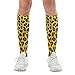 4SEE Women's Outdoor Casual Fashion Crew Socks, Lightweight Elastic Cheetah Yellow Leopard Print and Ultra Soft Sock for Running, Hiking, Walking Wear