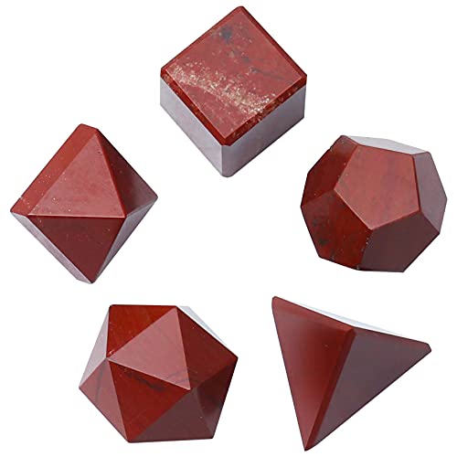 Crocon Red Jasper 5 Pcs Platonic Solids Crystal Geometry Set 15-20 mm