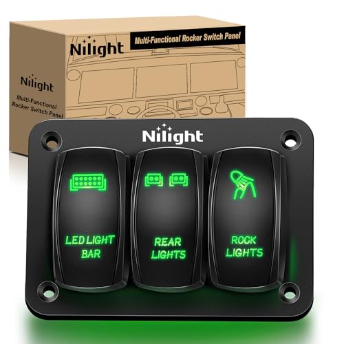 Nilight 3 Gang Rocker Switch Panel Aluminum 5 Pin ON Off Toggle Switch