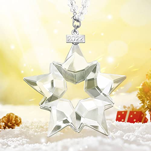 Fancyoung Crystal Star Snowflake Ornaments 2022 Crystal Snowflake Pendant Snow Ornaments Party Window Decor Christmas Decoration Wedding Hanging Ornament, Transparent #TOP15