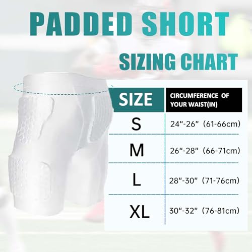 MK MOSSE KARNE Mens Football Girdle 5-Pads Padded Shorts Hip Thigh Protector Football Pants for Baseball,Football,Basketball White