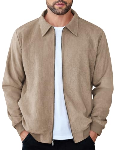 Blouson bomber décontracté en daim homme veste similicuir vintage