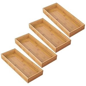 mDesign Wooden Bamboo Drawer Organi...