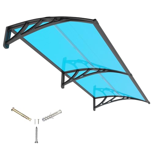 32x80'' Door Awning Exterior, Window Canopy for Front Door, UPF 50+ Polycarbonate Overhang Cover for Patio, Porch, Entryway, UV Rain & Snow Protection