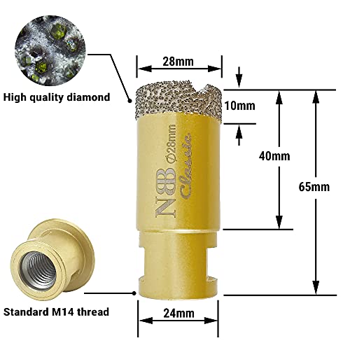 NBB vacuum brazed diamond hole saw with M14, Classic Golden type - Image 2