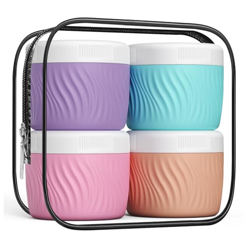 Kuangre Travel Containers for Toiletries, Silicone Cream Jars BPA-Free, TSA