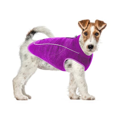 Image of Insulated Fleece Sweater for Dogs | Lightweight Warm Dog Vest | Zipper Port for Harness | Cold Weather Winter Jacket | Rain Snow Repellant Coat | Adjustable for Small Medium Large Girl Dog (Purple /XS)
