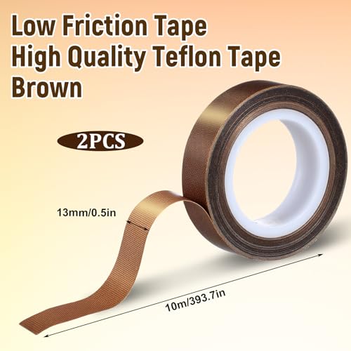 Image of Vin Beauty 2 Rolls Low Friction Drawer Slide Tape, 1 /2 Inch X 33 Ft Silky Surface, Abrasion Resistant Glide Tape, Squeak Resistant for Wood Cabinet Furniture Lining Sliding, Brown