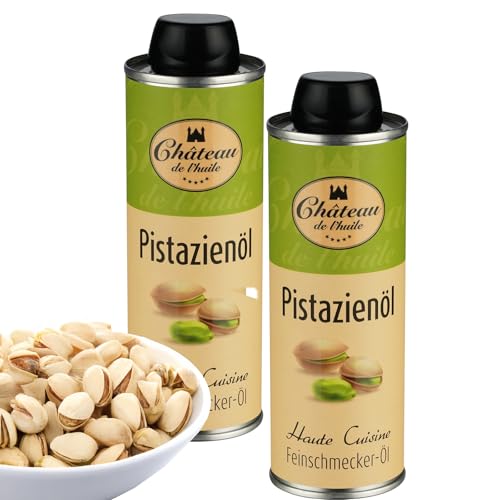Château de l'huile Geröstetes Pistazienöl – 2er Pack, 250ml - Kaltgepresst – In UV-lichtgeschützter Dose für optimale Frische - Reich an Vitaminen & Antioxidantien, Intensives Aroma