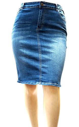 JACK DAVID Woman Plus Size Blue Stretch Denim Jeans Skirt 1X 2X 3X