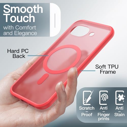 Image of JETech Magnetic Cover Case for Google Pixel 10a, Compatible with MagSafe, Translucent Matte Back Shockproof Phone Cover (Berry)