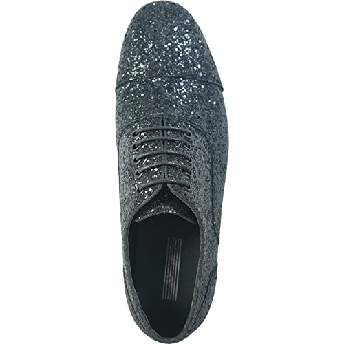 Image of bravo! Men Dress Shoe Prom Slip-on Loafer Lace-up Oxford Cap Toe Metallic Glitter for Wedding Prom Black Blue Green Gold Pink Pewter Purple Silver Red