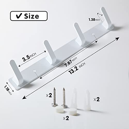Ninegridisland 4 Hooks White Towel Hooks For Bathrooms Farmhouse White Wall Mounted Hooks For Coat Rack Hooks Adhesive Bath Robe Hooks Stick On Wall Hook Rack Hat Key Hook For Hanging Bath Towel Hook #TOP3