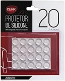 Protetor Adesivo Silicone Anti Impacto Redondo 1 cm c/ 20 Peças Amortecedor de Porta Parede Maçaneta Batentes Transparente Multiuso para Móveis