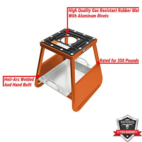 Pit Posse Pp277O Motorcycle Panel Id Stand Fits Motocross Dirt Bike Mx - Compatible With Yamaha Honda Kawasaki Suzuki Ktm - Includes Removable Tool Tray - 5 Year Warranty (Orange) #TOP4