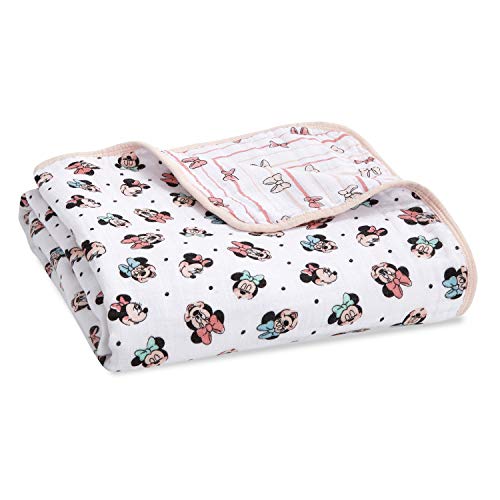 Image of aden + anais Dream Blanket, Boutique Muslin Baby Blankets for Girls & Boys, Ideal Lightweight Newborn Nursery & Crib Blanket, Unisex Toddler & Infant Bedding, Shower Gifts, Minnie Mouse Rainbows