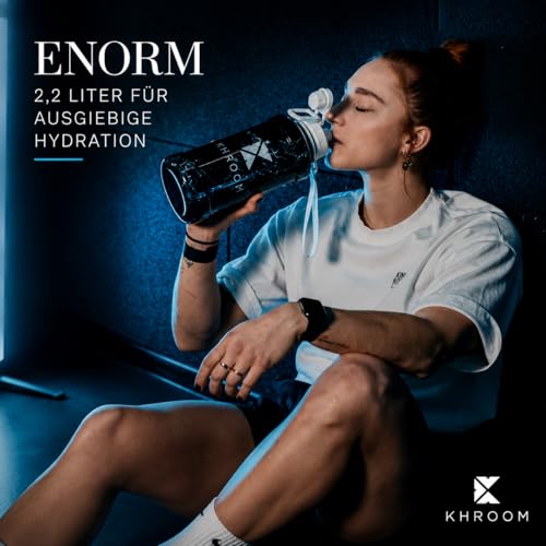 Khroom Edelstahl Trinkflasche 1,3 Liter Sport und Fitness (Vanilla Cream) – Ansicht 5