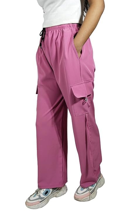 Image of ARYANSH Shoppe 4 Pocket Straight-Fit Cargo Trouser Pants for Kids Girls | Stylish High-Waist Casual Wear with Pockets | Small to XXL