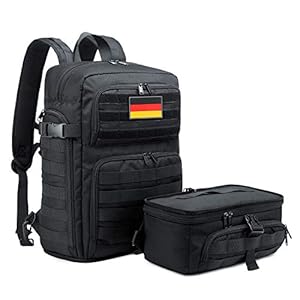 BERTASCHE Taktisch Rucksack Trekkingrucksack 35L Wanderrucksack für Outdoor Sport Uni Schule Reise, Schwarz