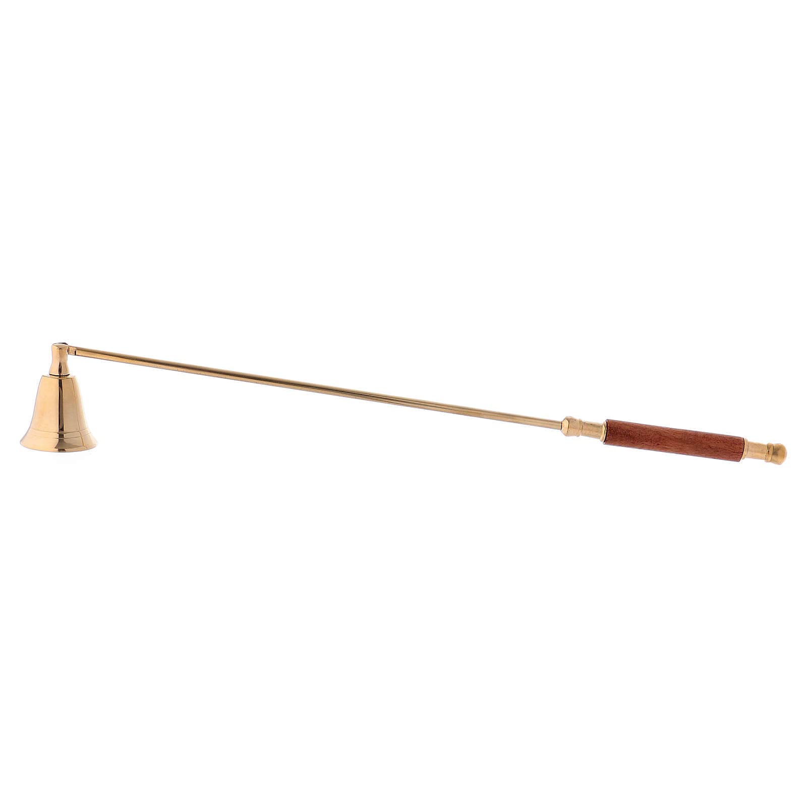 Holyart Candle Extinguisher in Golden Brass with Wooden Handle 35 cm