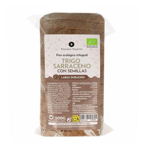 PLANETA HUERTO | Pan integral proteico de trigo sarraceno con semillas ECO 500 g