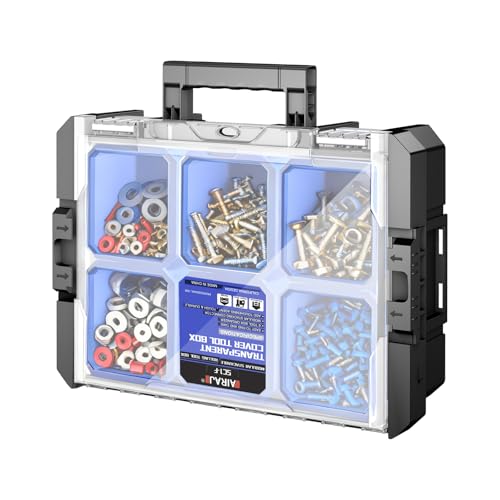 Image of 18 Inch Clear Lid Tool Box | AIRAJ Stackable Modular Tool Organizer Box Storage System | Garage Storage | Home Repair | Professional Use | (SC1-F)