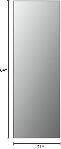 Espejo de suelo de longitud completa con marco de aleación de aluminio negro, 64 x 21 pulgadas
