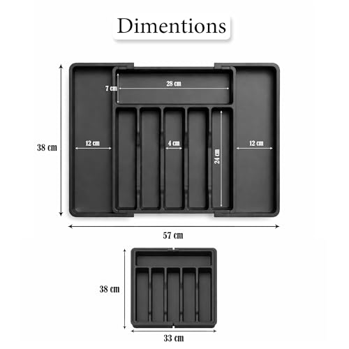 Image of mechdel Expandable Kitchen Drawer Organizer, 8-Slot BPA-Free Plastic Utensil Tray, Adjustable Flatware and Cutlery Holder for Spoons, Forks, and Knives, Kitchen Storage and Organization, Black
