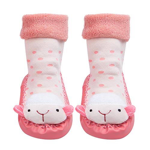TDwear Infant Baby Cotton Booties Anti Slip Floor Slipper Shoes Socks Grippers Winter Warm Nursling Crib Shoes (Alpaca, 12-18 Months)