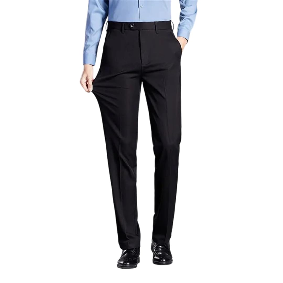 Mens Regular Fit Long Business Casual Dress Trousers Daily Wear Suit Pants