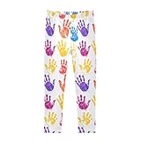 tplaotee Rainbow Color Handprints Teen Girls Shorts Soft Cotton Board Shorts Gymnastics Leotards for Beach 9-10T