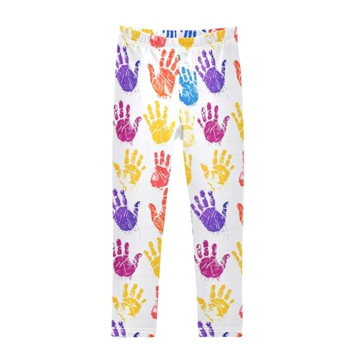 tplaotee Rainbow Color Handprints Teen Girls Shorts Soft Cotton Board Shorts Gymnastics Leotards for Beach 9-10T