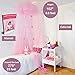 EVEN NATURALS - Princess Bed Canopy for Girls | Pink Room Decor with Lace Dome & Hearts, Easy Hanging System, Mosquito Net for Bed Crib to Twin Size Girls | Canopy Bed Curtains, Reading Nook for Kids