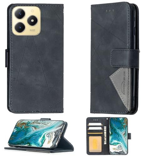 Case Compatible for Realme C61 Phone Case Cover [with 1* Tempered Glass Screen Protector] Flip Stand Cover PU Leather Wallet Cas