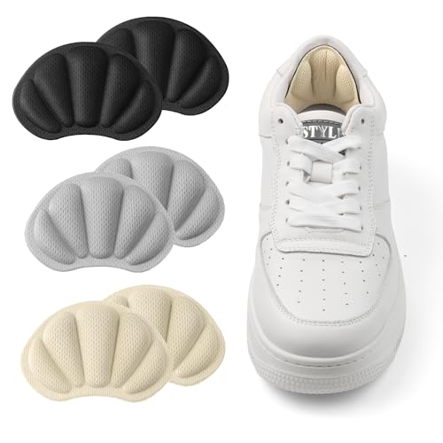 Image of 3 Pairs Heel Cushion Pads for Big Loose Shoes, Self-Adhesive Back of Heel Cushion Inserts, Filler Improved Shoe Fit and Comfort for Sports and Casual Shoes