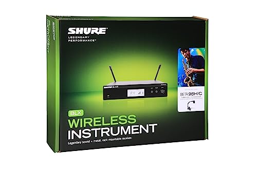 Shure Blx14R/B98 Uhf Wireless Microphone System - Perfect For Brass, Woodwinds, Percussion - 14-Hour Battery Life, 300 Ft Range | Clip-On Instrument Mic, Single Channel Rack Mount Receiver | J11 Band #TOP1